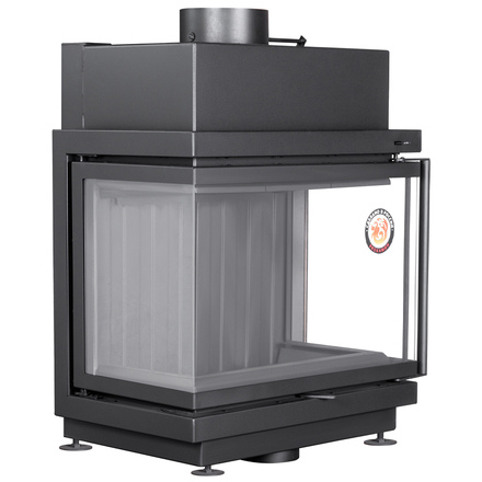 Каминная топка Экокамин АЛЬФА 700 три стекла черный шамот подовая